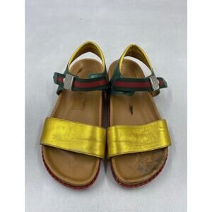 GUCCI Gold Leather Metallic Strappy Sandals Sz. 36